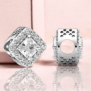 PANDORA Sterling Silver Geometric Radiance Charm With Clear CZ Retired